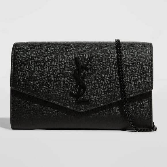 Yves Saint Laurent Handbags - Saint Laurent YSL Monogram Wallet on Chain in Grained Leather - Nero (Black)